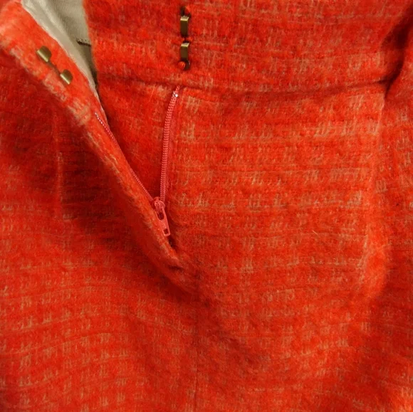 J. Crew Orange Tweed Mini Skirt l Wool And Cotton l Size 0 - Picture 5 of 6